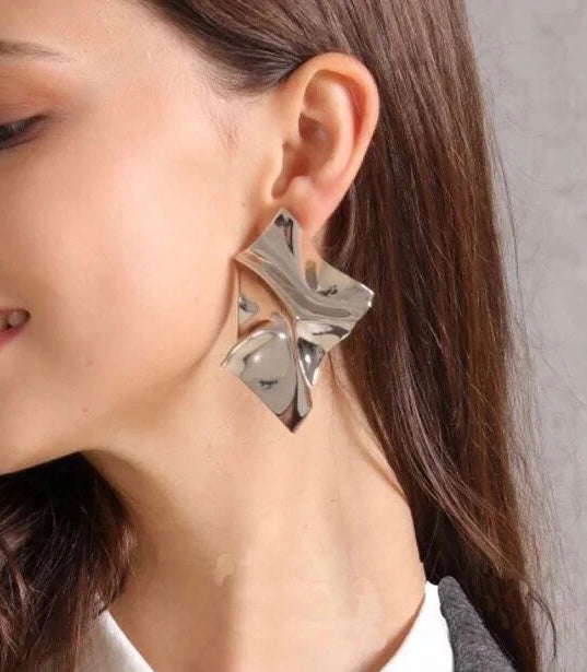 Silver Square Earrings