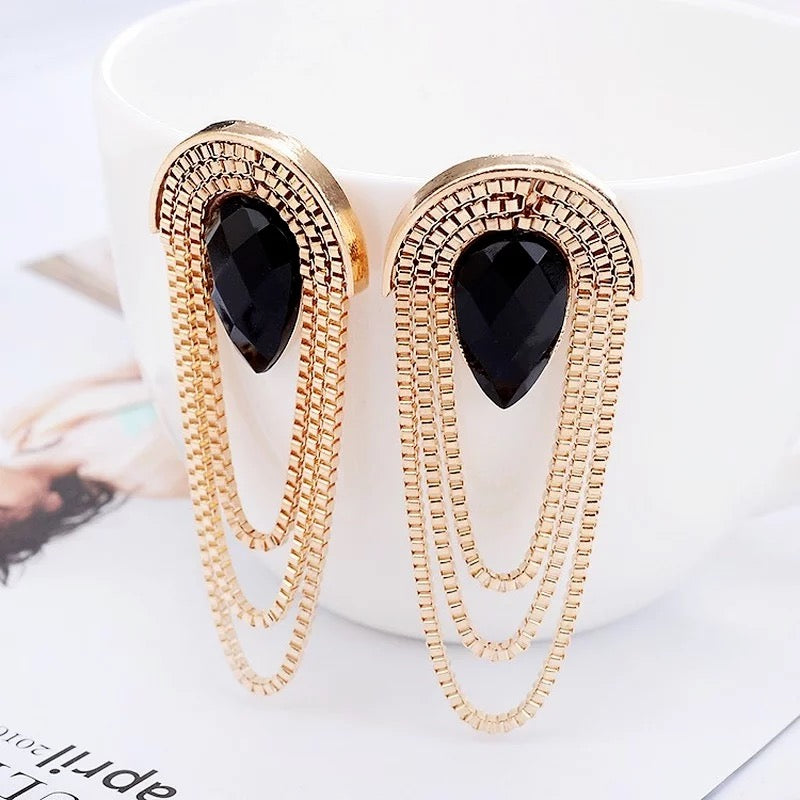 Black Oval Earrings