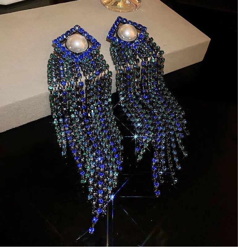 Blue Tassels Earrings