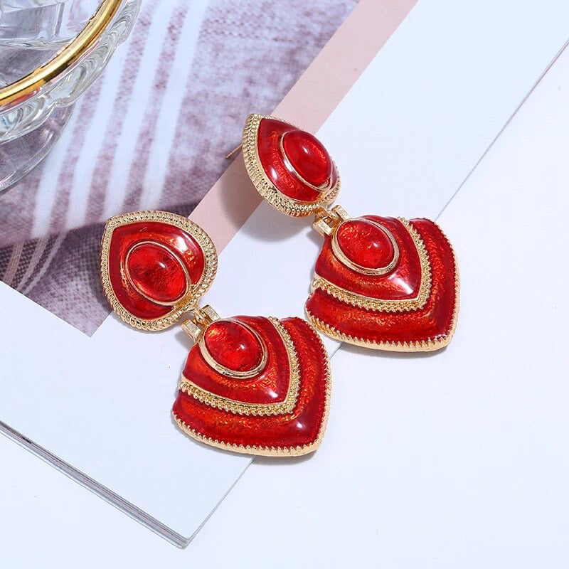 Retro Red Earrings