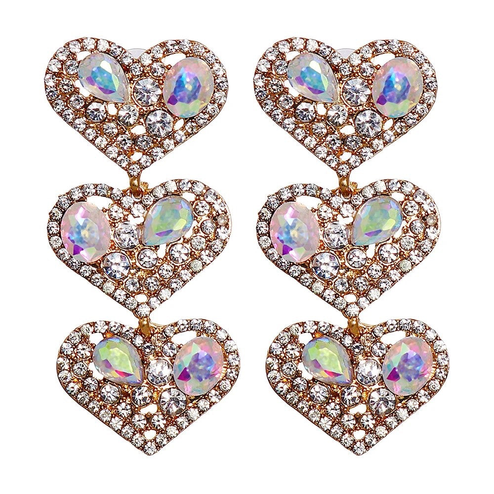 Triple Heart Earrings