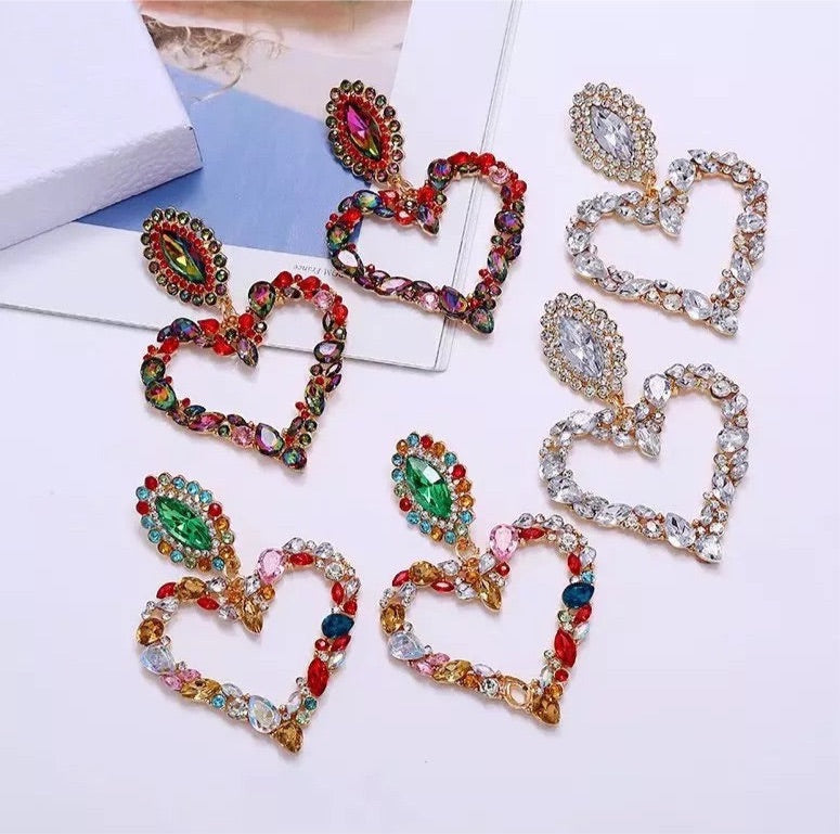 Heart White Earrings