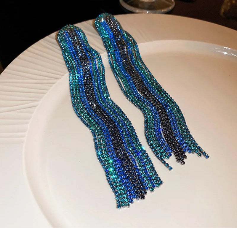 Blue tassel earrings