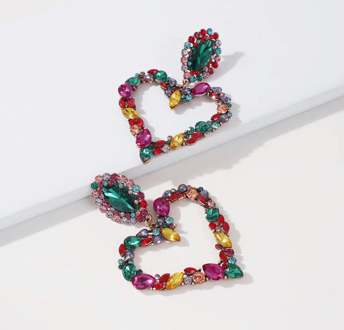 Green Heart Earrings