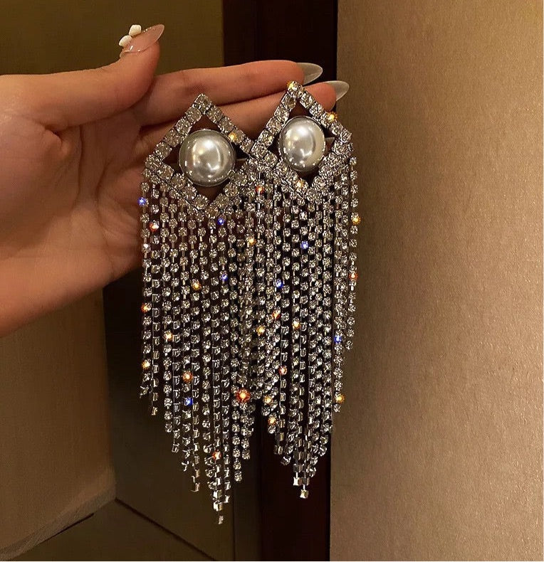 Gray tassel earrings