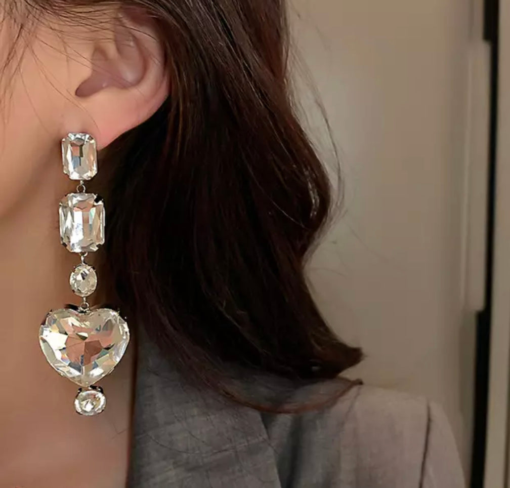 Long Heart Earrings