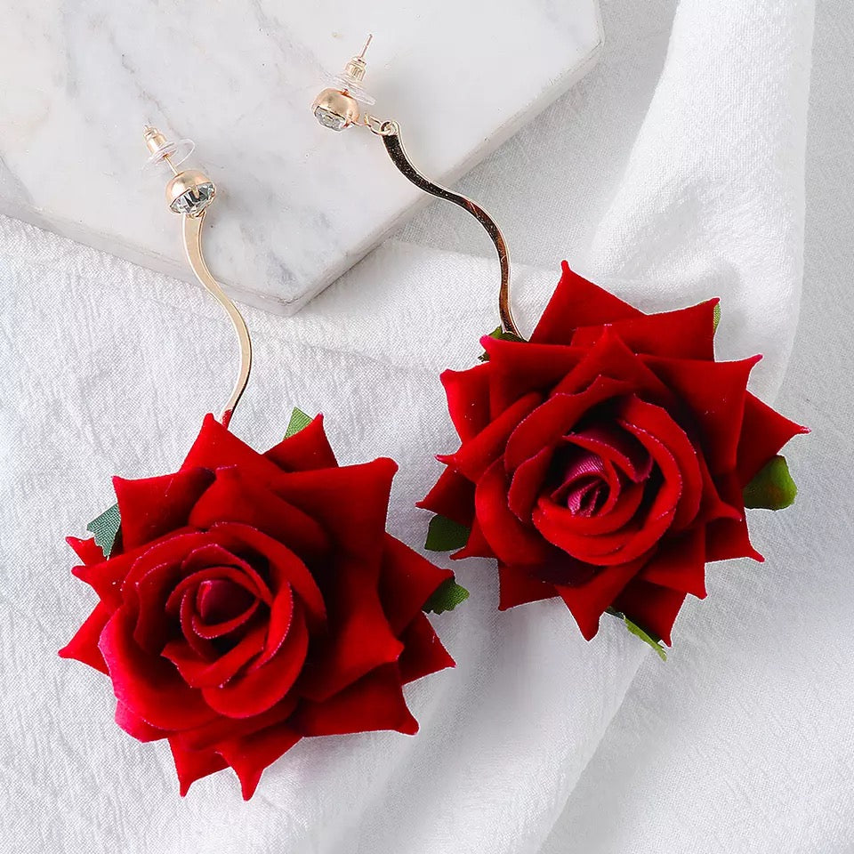 Gold Rose Earrings