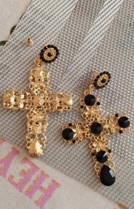 Cross Pearl Earrings