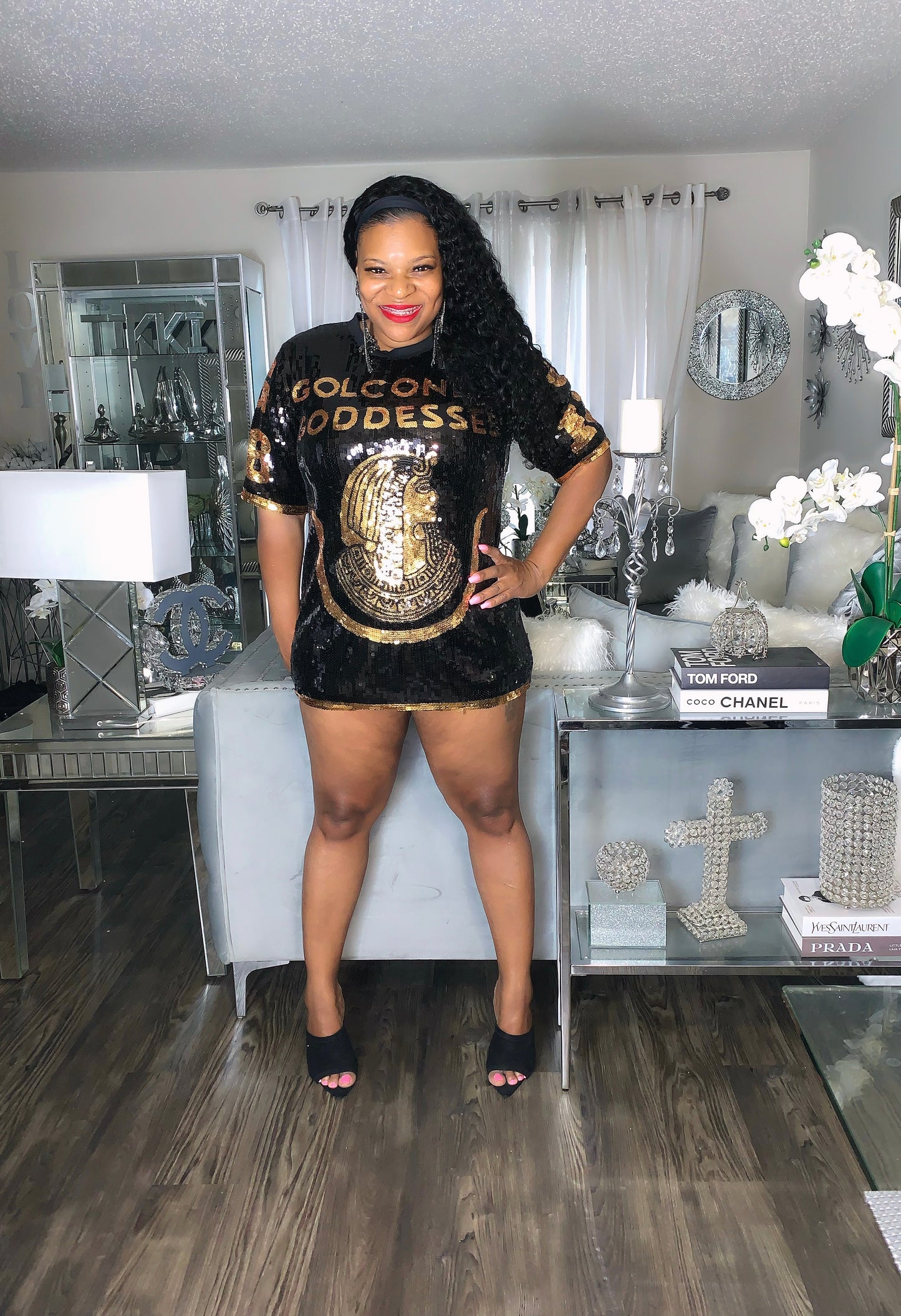 Sequin shirt dress