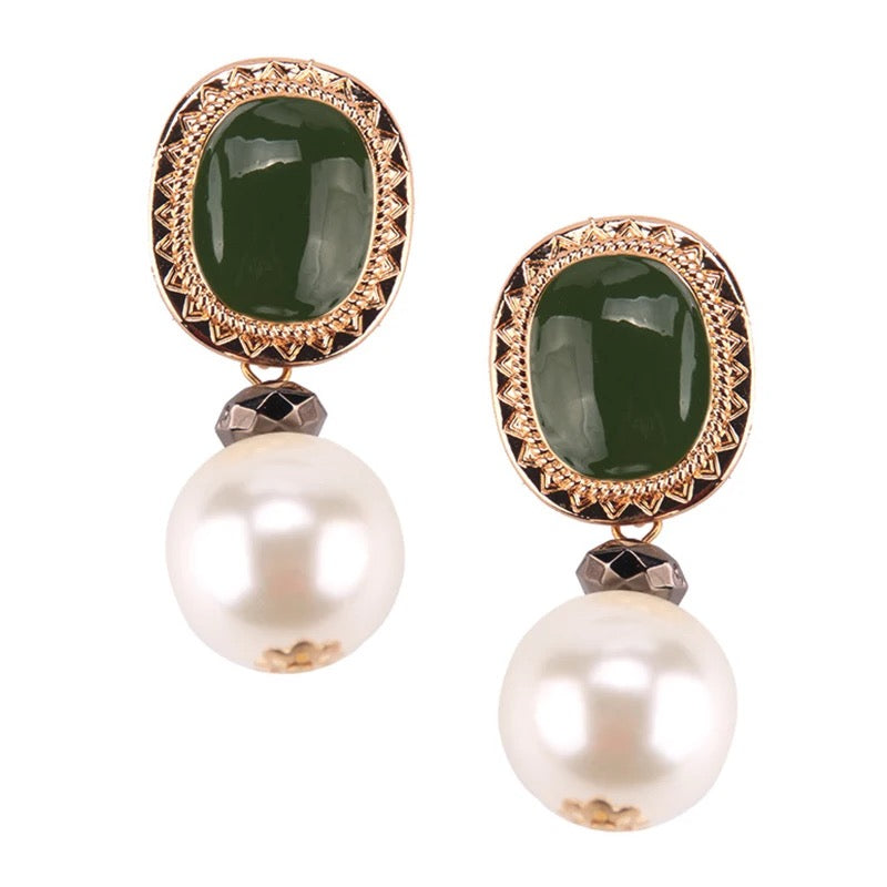 Green drop earrings