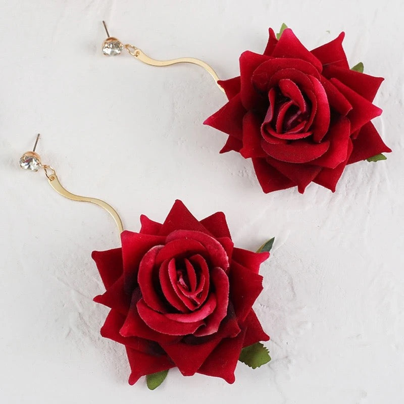 Gold Rose Earrings