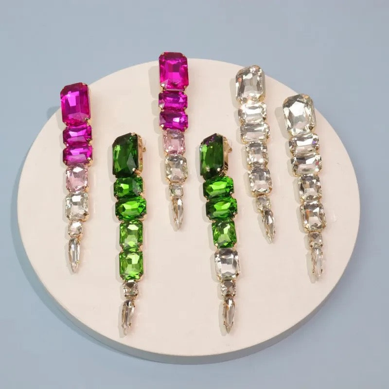 Green square earrings