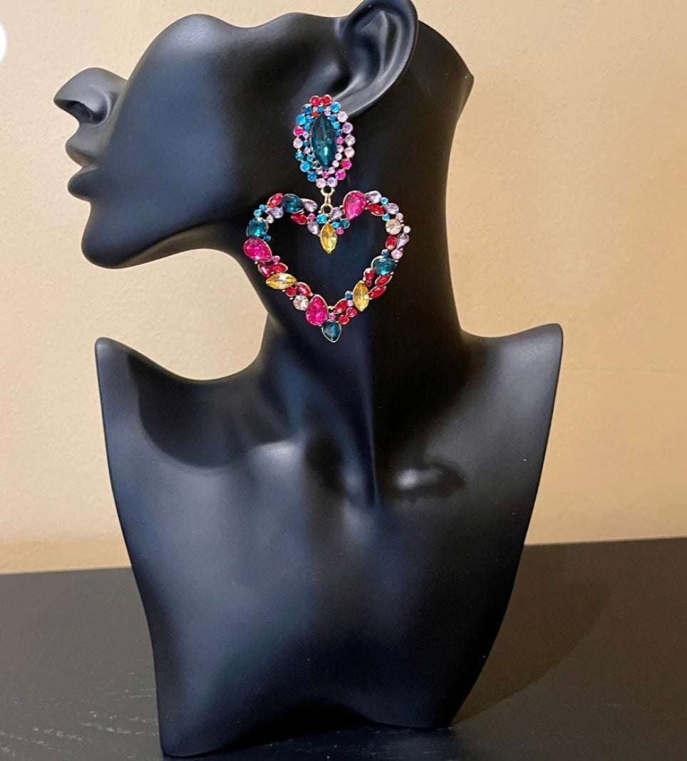 Green Heart Earrings