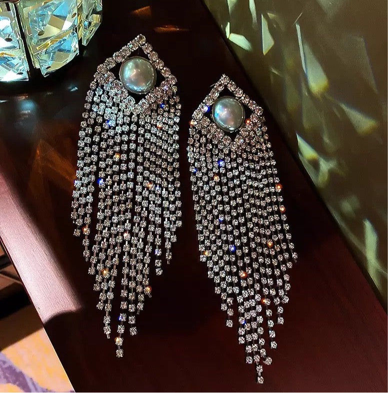 Gray tassel earrings