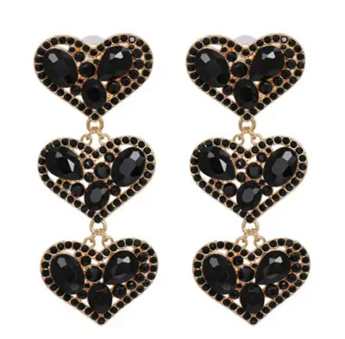 Triple Heart Earrings