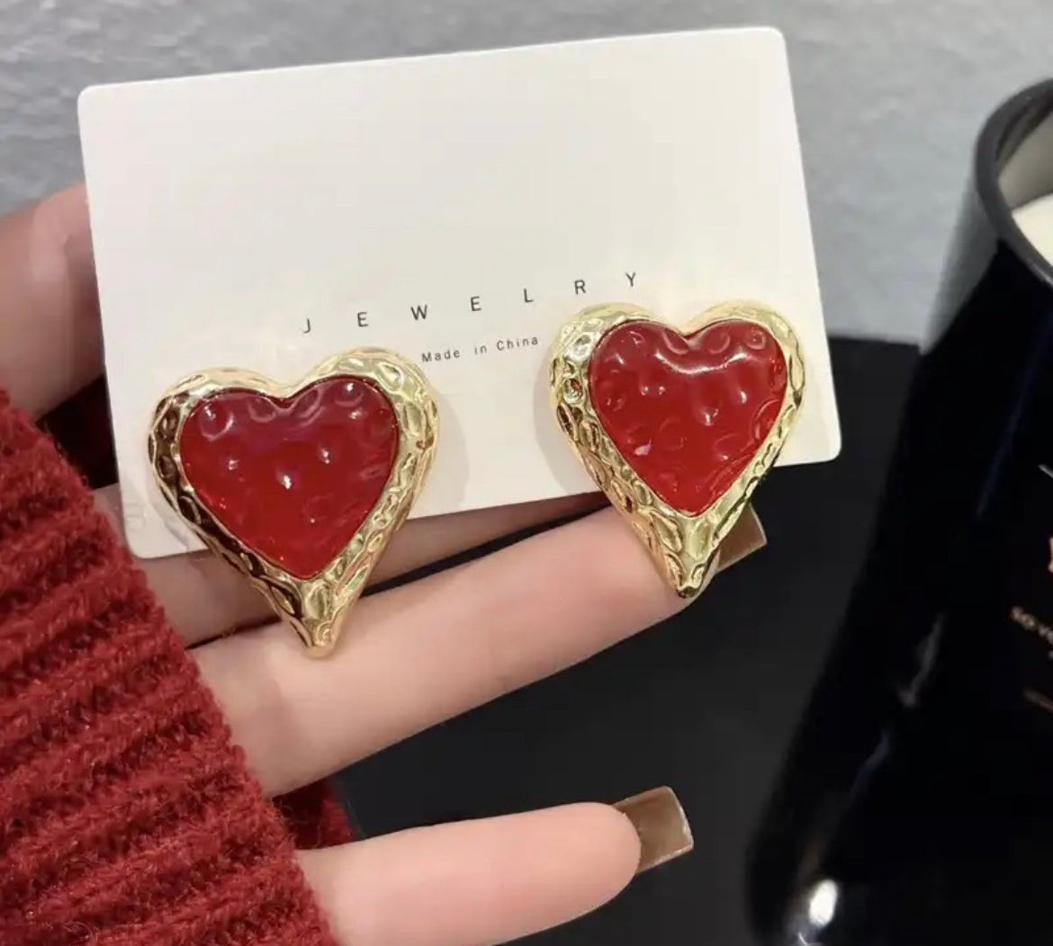 Red heart earrings