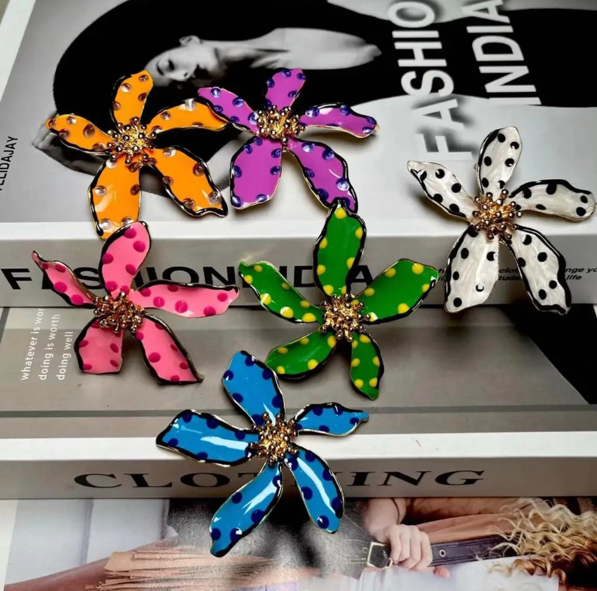 Blue flower earrings