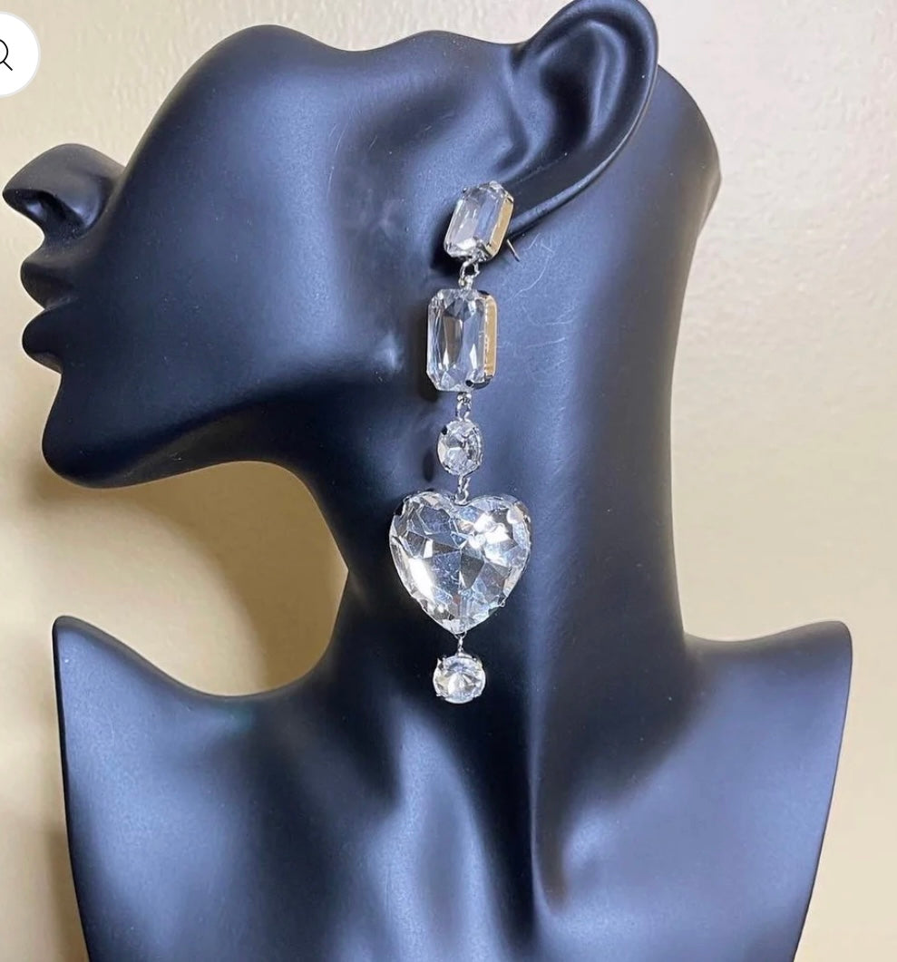 Long Heart Earrings