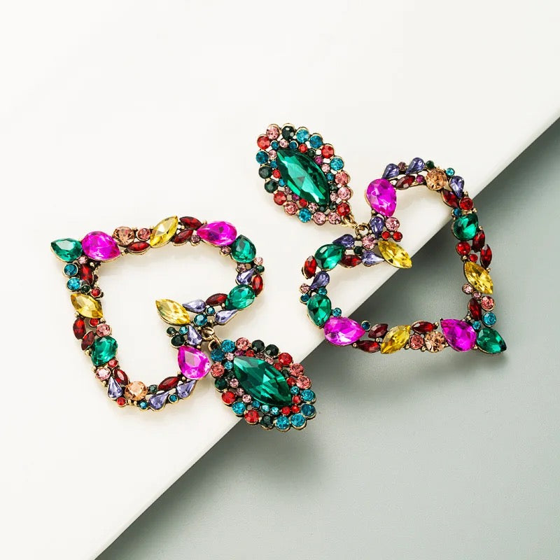 Green Heart Earrings