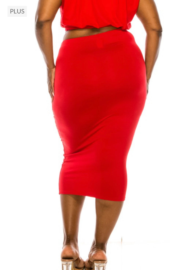 2pcs “Plus Skirt Sets” Red