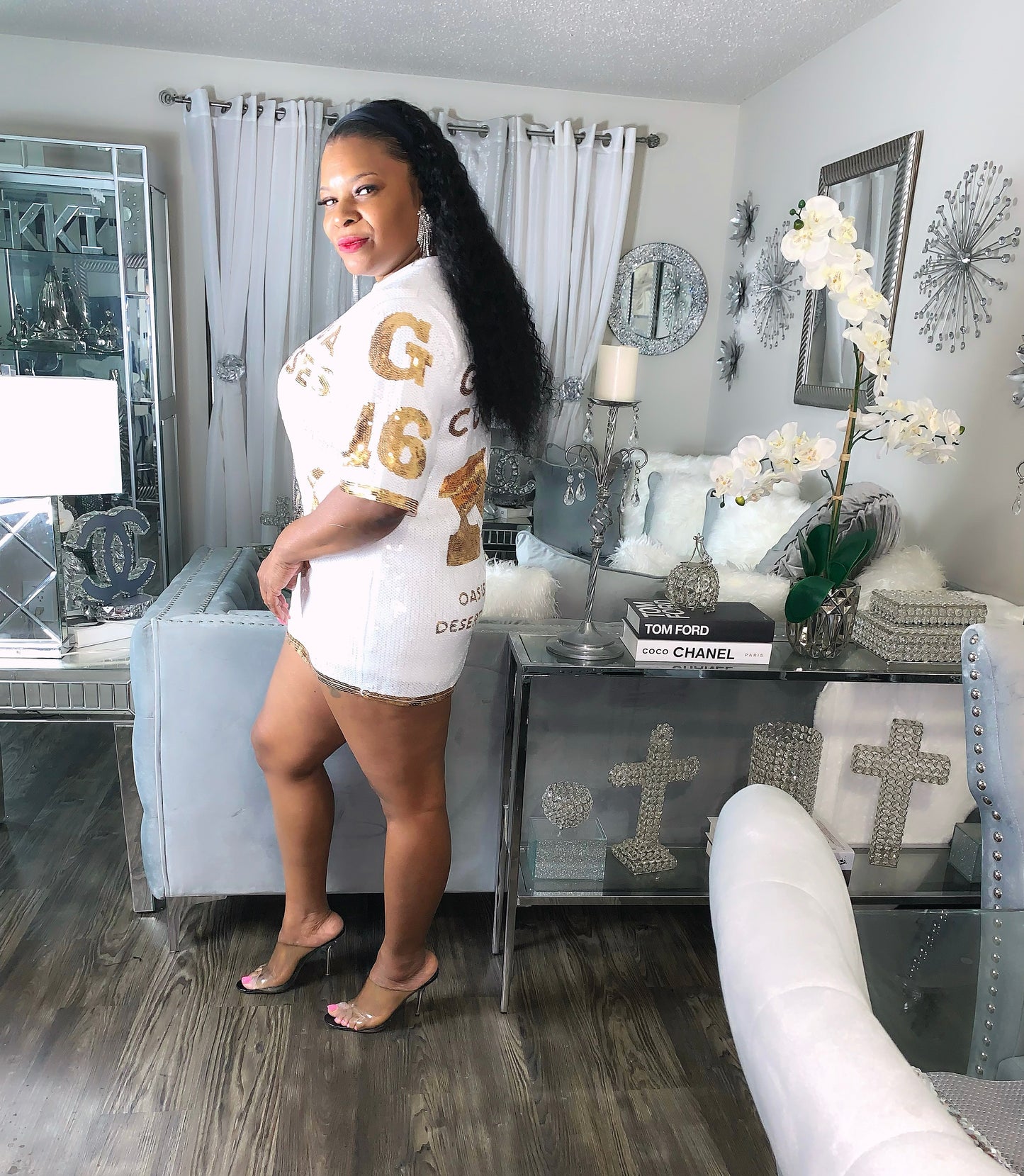 Sequin shirt dress
