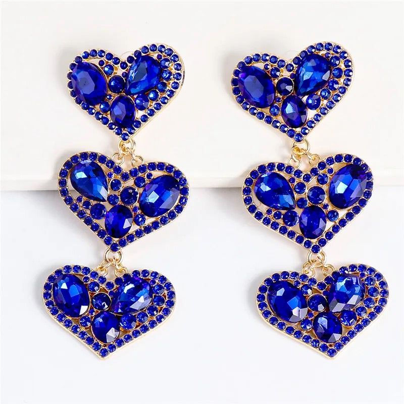Triple Heart Earrings