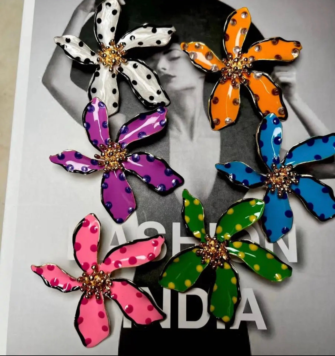 Purple flower earrings