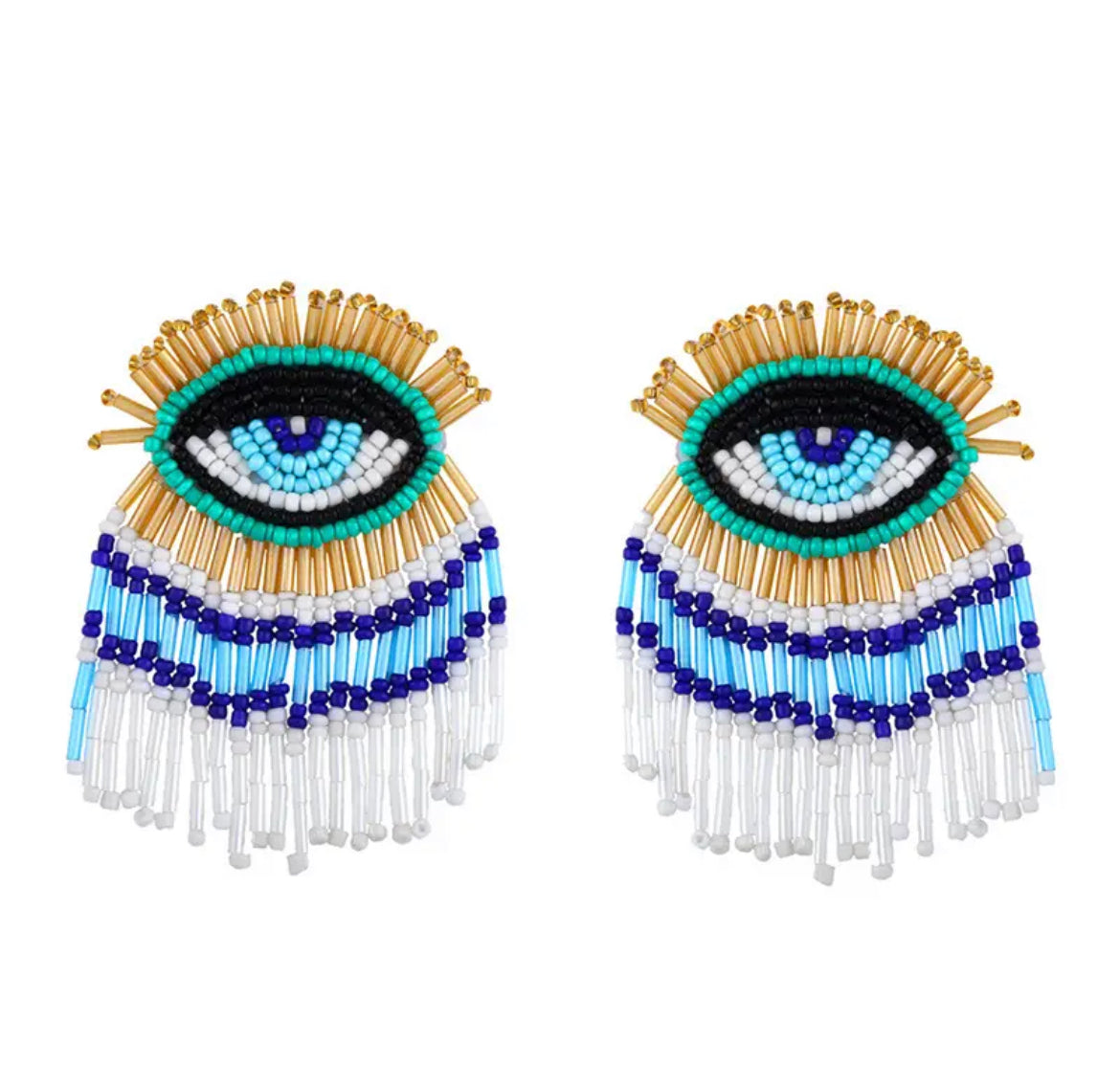 Green evil earrings