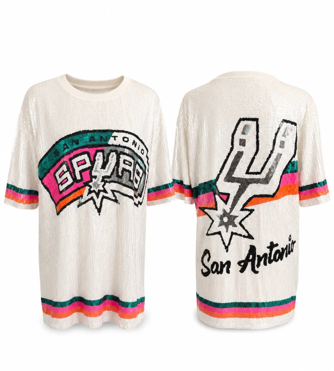 San Antonio sequin white dress