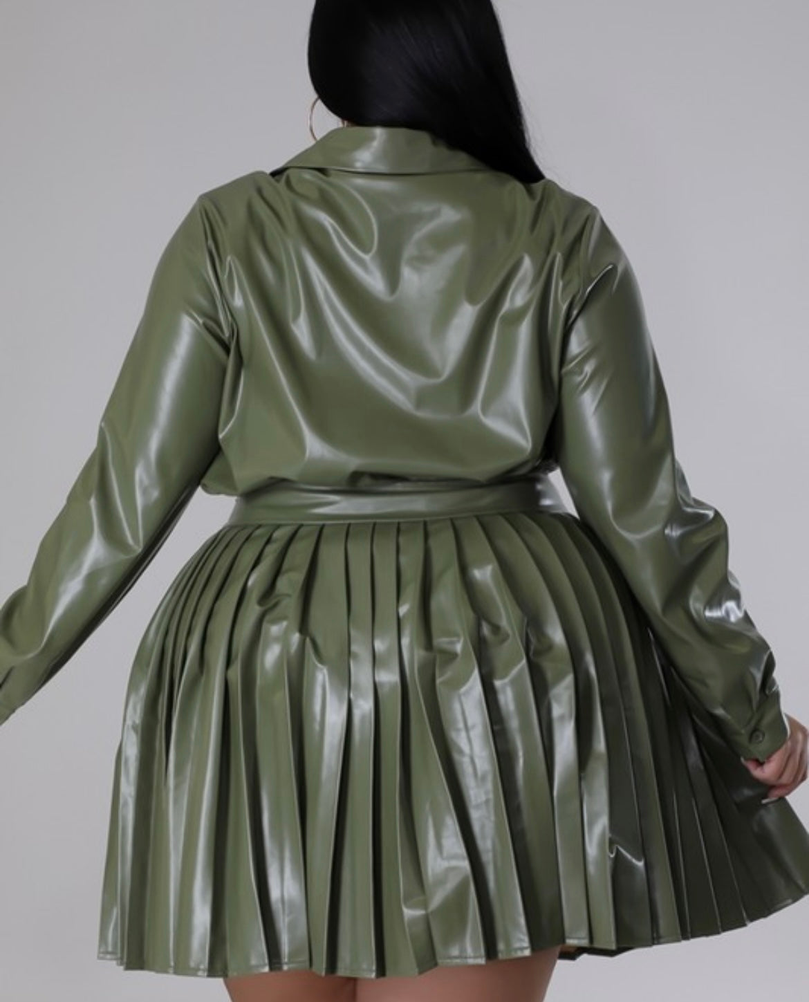 Plus Leather Skirt Set
