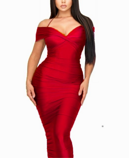 Bodycon Red Midi Dress