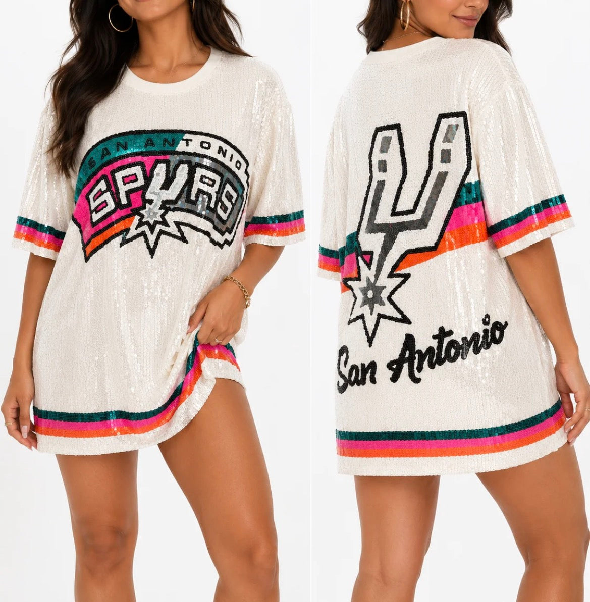 San Antonio sequin white dress