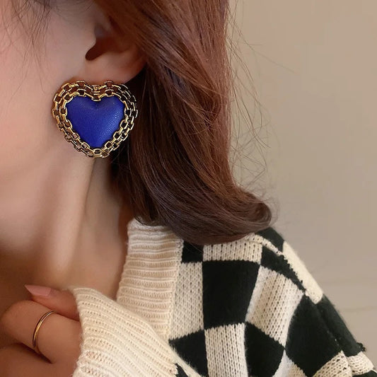 Blue heart earrings