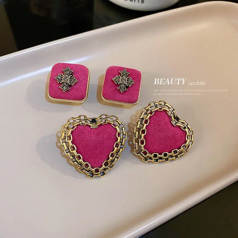 Pink Heart Earrings