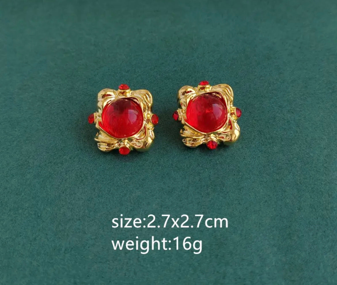 Red Square Earrings