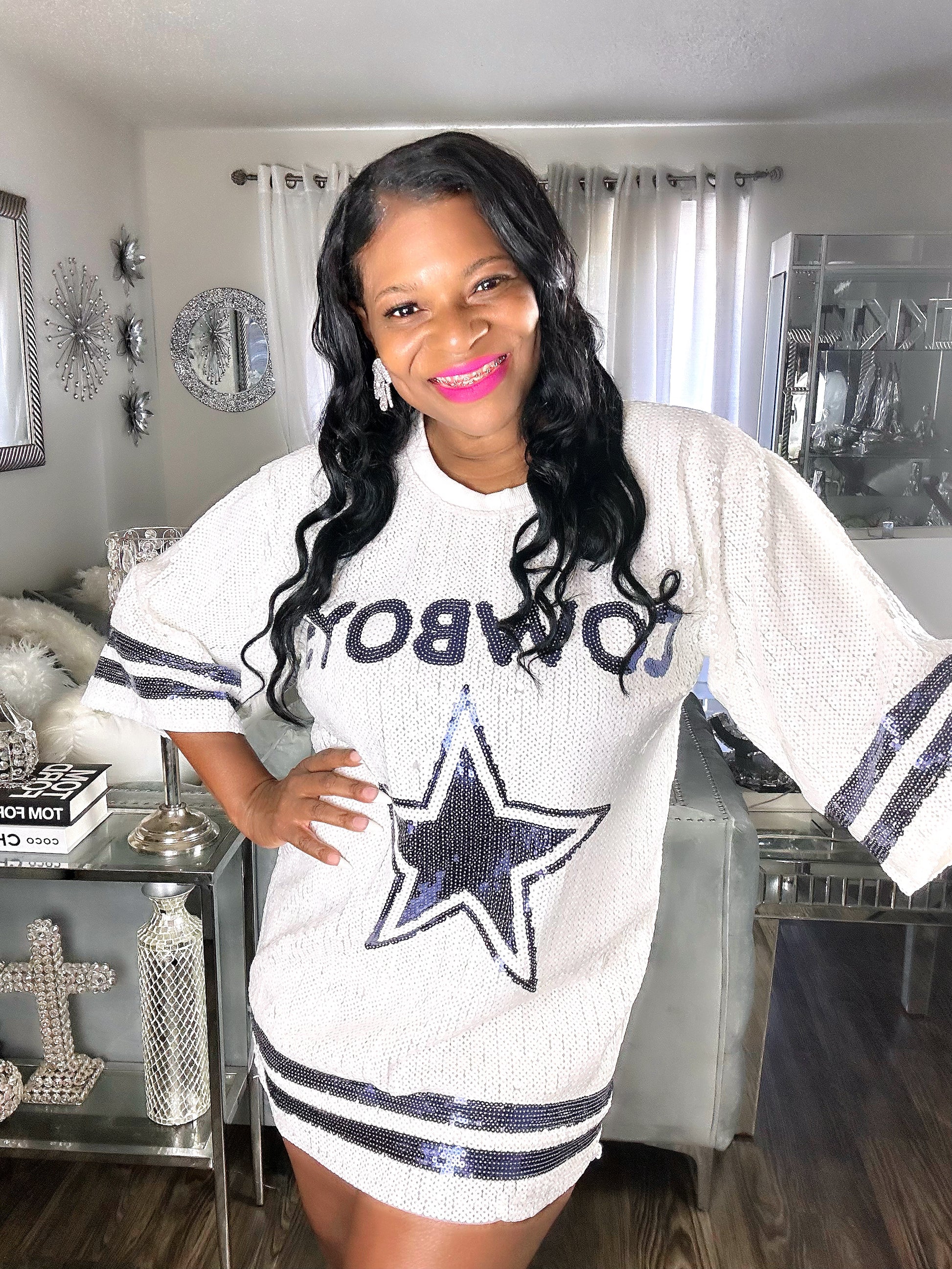 dallas cowboys glitter dress NEW-GO COWBOYS! WOMANS SEQUIN GAME DAY DRESS!
