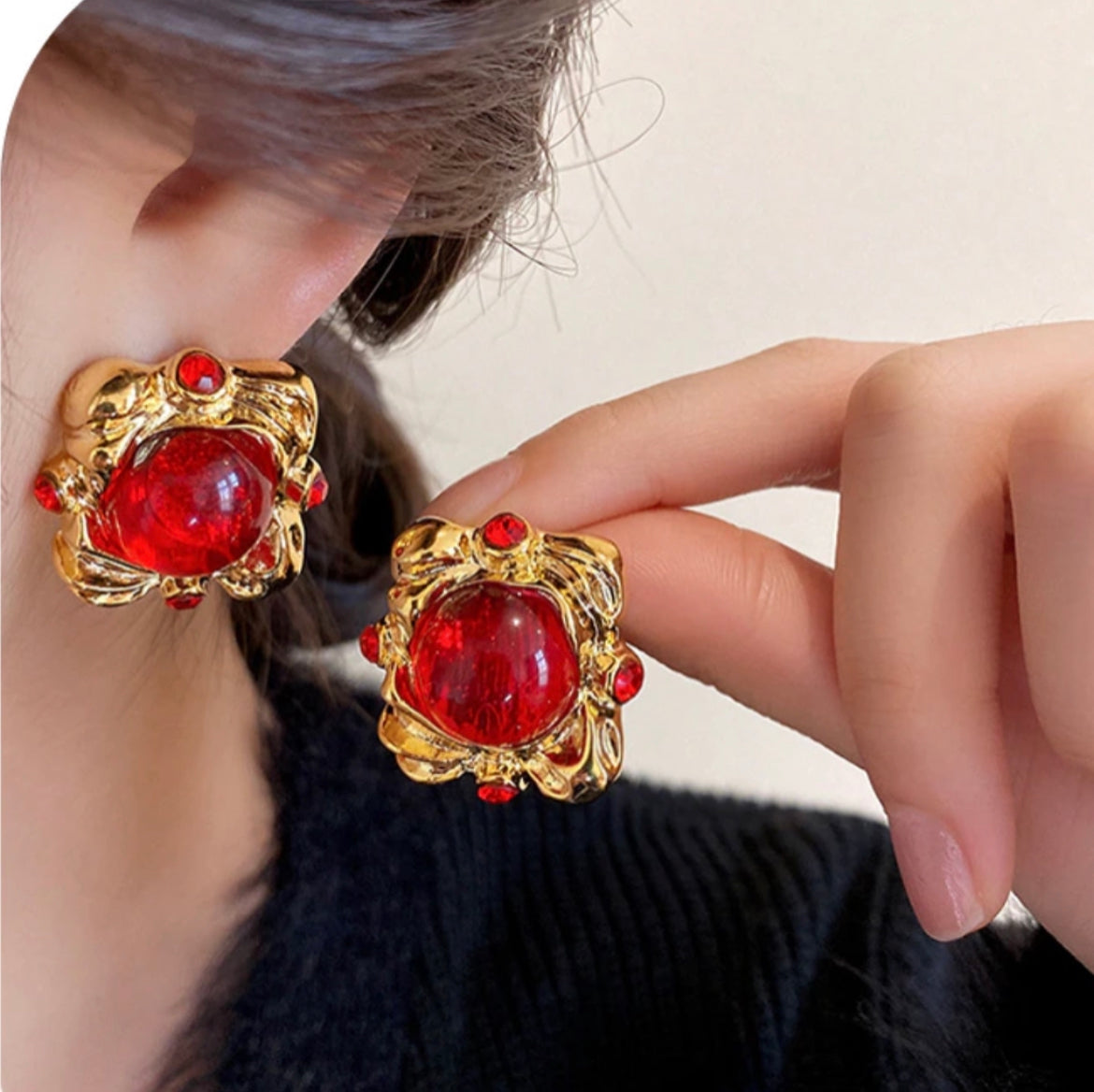 Red Square Earrings