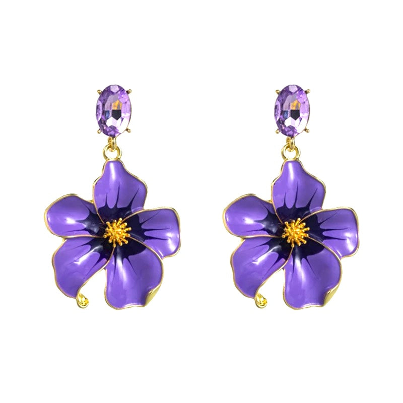 Purple Rose Earrings