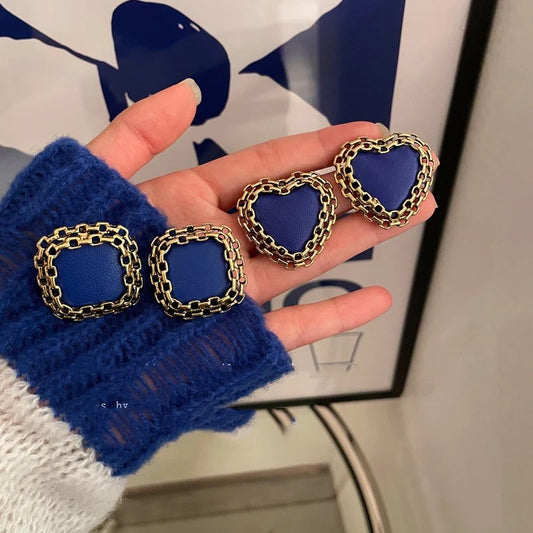 Blue heart earrings