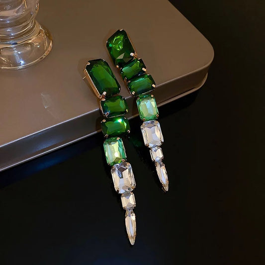 Green square earrings