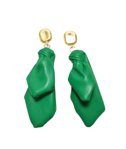 Green leather earrings