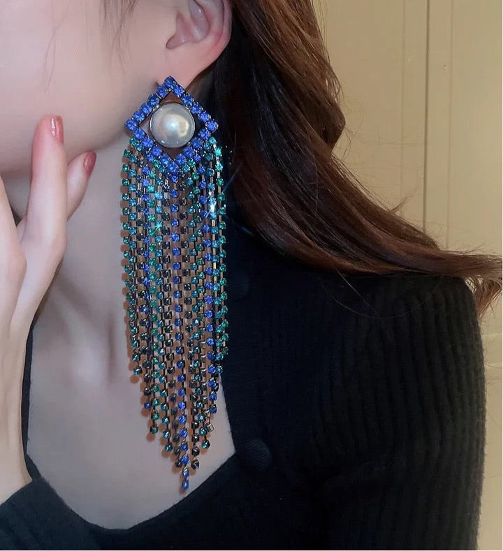Blue Tassels Earrings