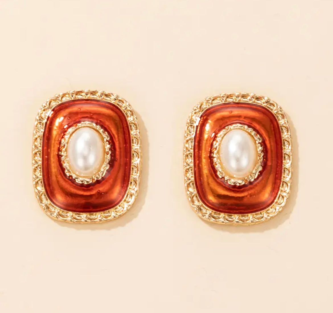 Red button earrings