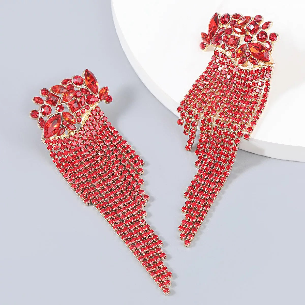 Red tassels earrings