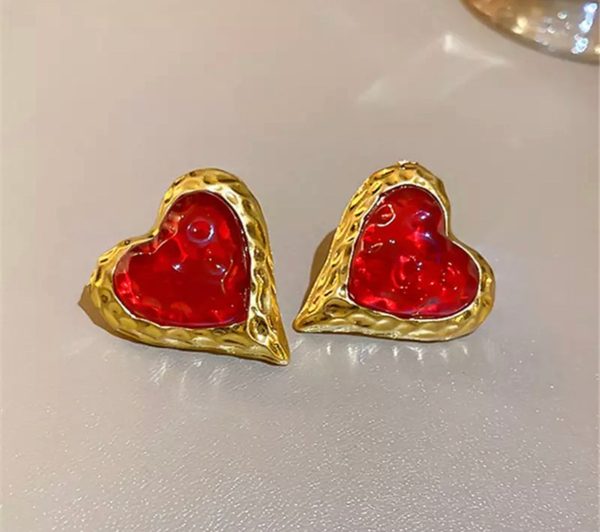 Red heart earrings