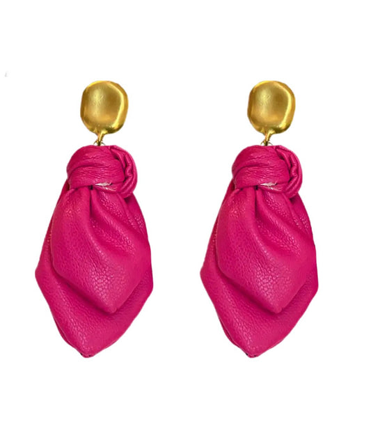 Pink leather earrings