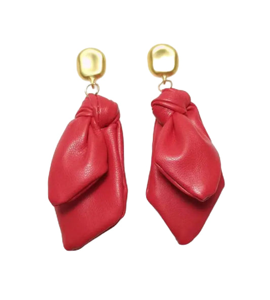 Red leather earrings