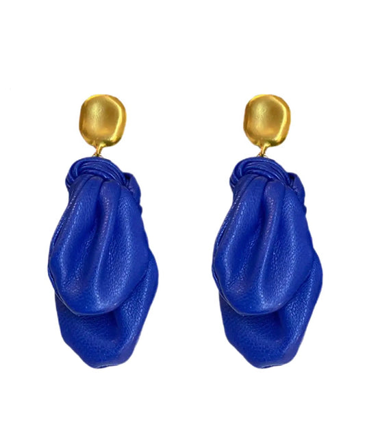 Blue leather earrings