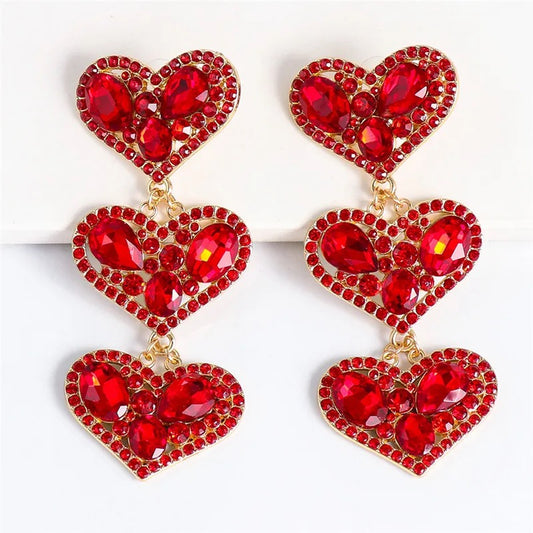 Triple Heart Earrings