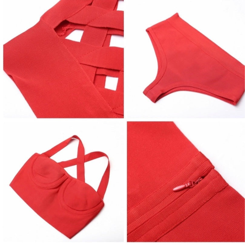 Red Bandage Dress 3pcs